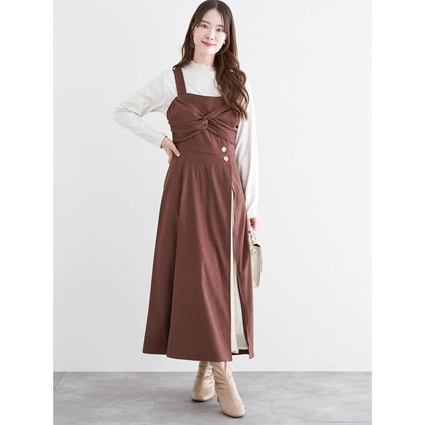 ワンピース スエードツイストジャンパースカート