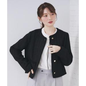 ジャケット ノーカラージャケット ファンシーツイードノーカラージャケット「洗える」 レディース