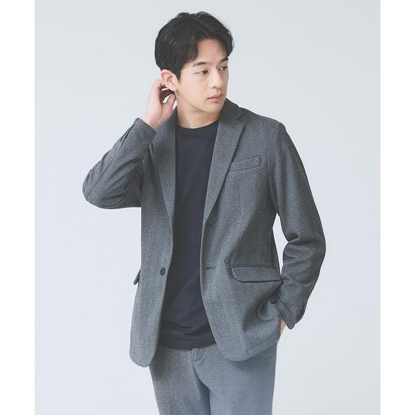 ジャケット テーラードジャケット 「セットアップ対応」ヘリンボーン ジャガード ニットジャケット メ...