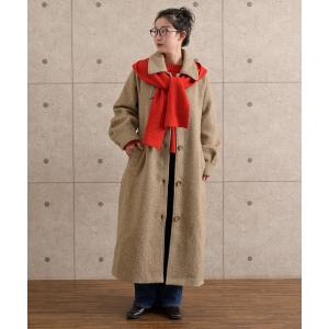 ステンカラーコート コート ブークレニットメルトンロングコート レディース