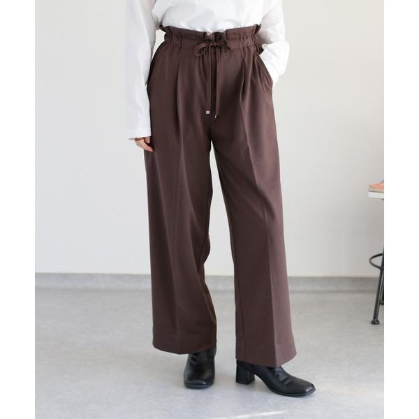 ワイドパンツ パンツ 「セットアップ対応」ツイルジャージーイージートラウザー レディース