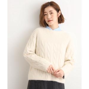ニット セーター ふんわり包み込む ケーブルボートネックニット レディース