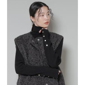 洗濯機可メタルボタンリブニット