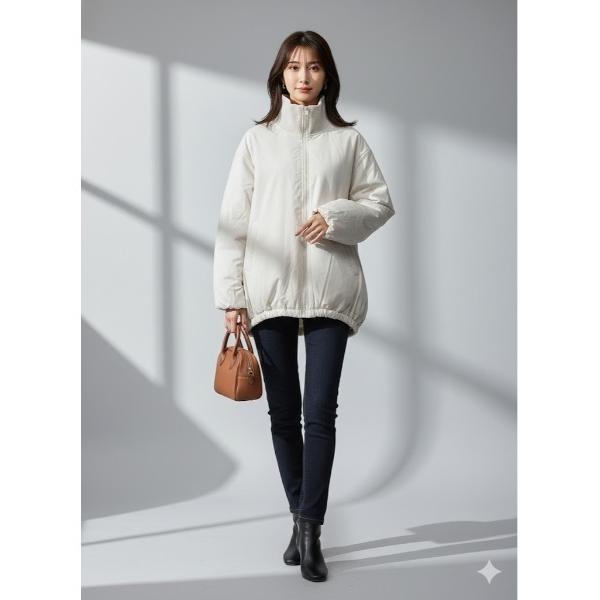 ブルゾン アウター 「シティカジュアル」軽やかスタンドリブニットカラーブルゾン レディース