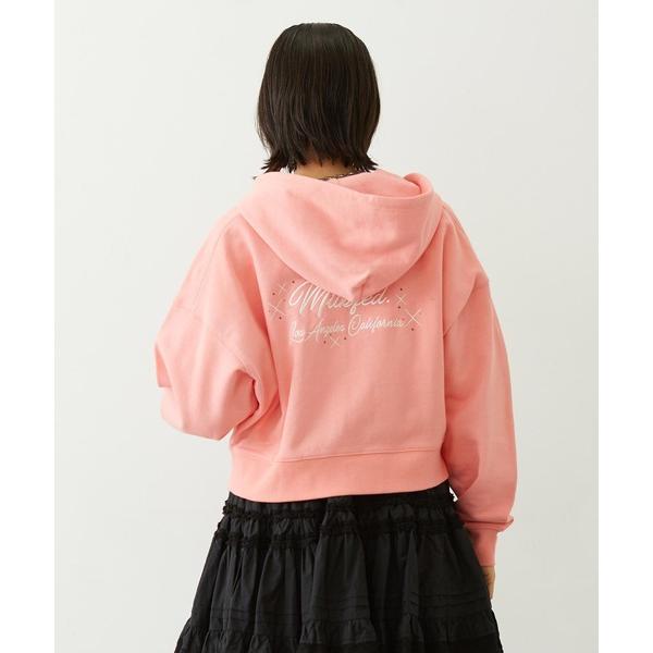 パーカー RHINESTONE LOGO SHORT ZIP UP HOODIE レディース メンズ