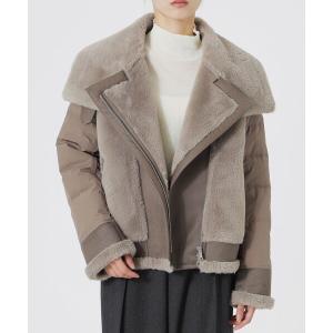 ブルゾン アウター ファーコンビライダースダウン レディース