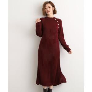 ワンピース 「選べる着丈」配色サイドプリーツニットワンピース