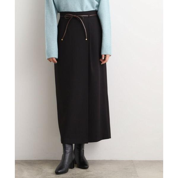 スカート 合皮ベルト付きナロースカート
