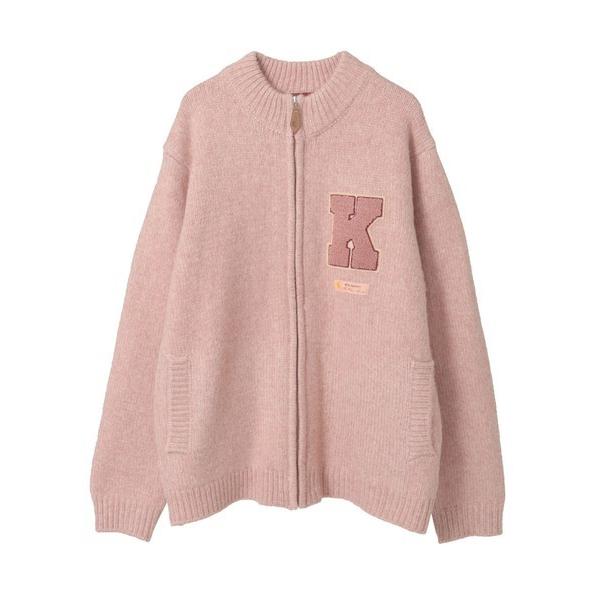 カーディガン Kロゴワッペン使いフルジップニットカーディガン メンズ レディース