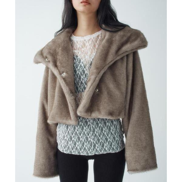 ブルゾン アウター faux mink short jacket レディース