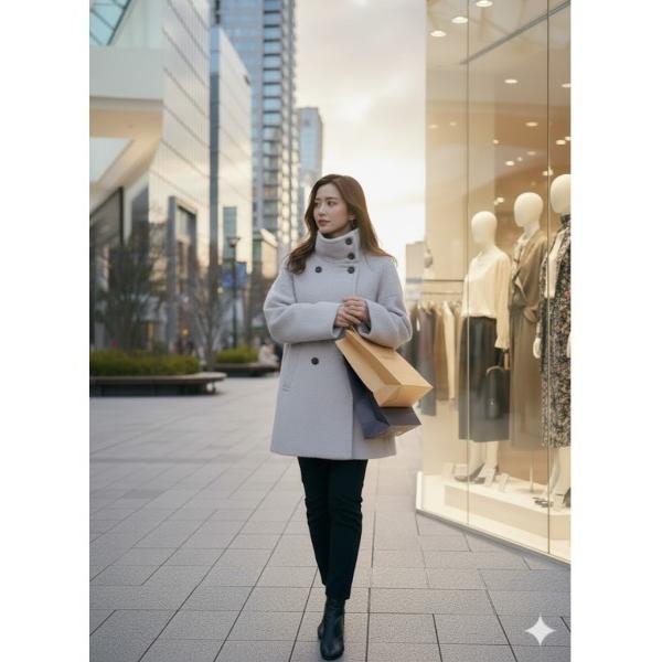 コート アウター 「ふんわりシャギー素材」スタンドカラーシャギートコート レディース