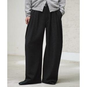 スラックス CROSS TUCK ARCH TWEED BAGGY SLACKS メンズ