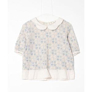 「nesessaire」 花柄半袖ブラウス FREE ブルー レディース