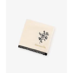 ハンカチ 刺繍モノトーンミニタオル レディース