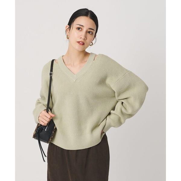 ニット セーター アゼ スリットVネック ニットプルオーバー ウォッシャブル レディース
