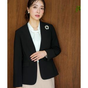 ジャケット ノーカラージャケット セレモニーダブルクロス カラーレス ジャケット レディース