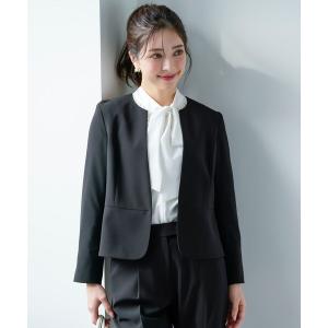 ジャケット ノーカラージャケット セレモニーダブルクロス クルーカラー ジャケット レディース