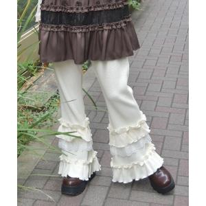 パンツ フリル×レースワッフルパンツ レディース