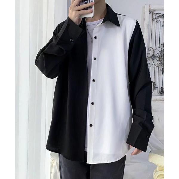 シャツ DUAL CONTRASTモノトーンバイカラーシャツ メンズ レディース