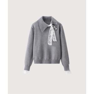 ニット セーター Romantic Lace Motif Knit Top レディース