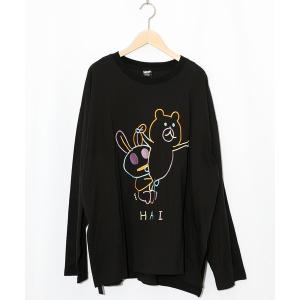 tシャツ 353121：組体操クマうさぎ刺繍プルオーバー レディース メンズ