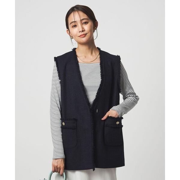 ベスト ジレ 「size SHORTあり」ライト ツイードライク ジレ レディース