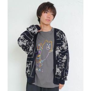 カーディガン 353123：バンダナ柄ジャガードカーディガン レディース メンズ