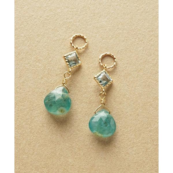 ピアス 「 Palette」K10　ブルートパーズ×グランディディエライトチャーム(大きめ丸カン) ...