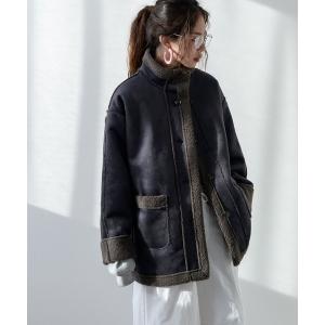 コート アウター フェイクムートンスタンドジャケット レディース