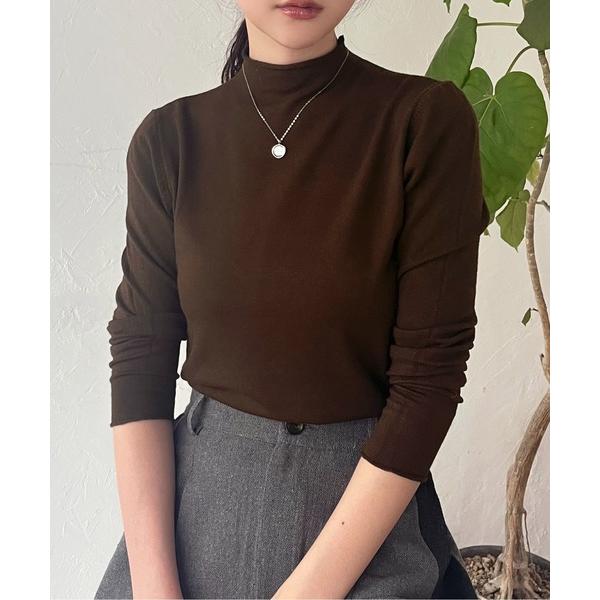 ニット セーター メローデザイン ボトルネック長袖インナートップス レディース