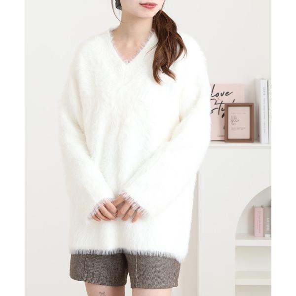 ニット セーター フェザーニットプルオーバー レディース