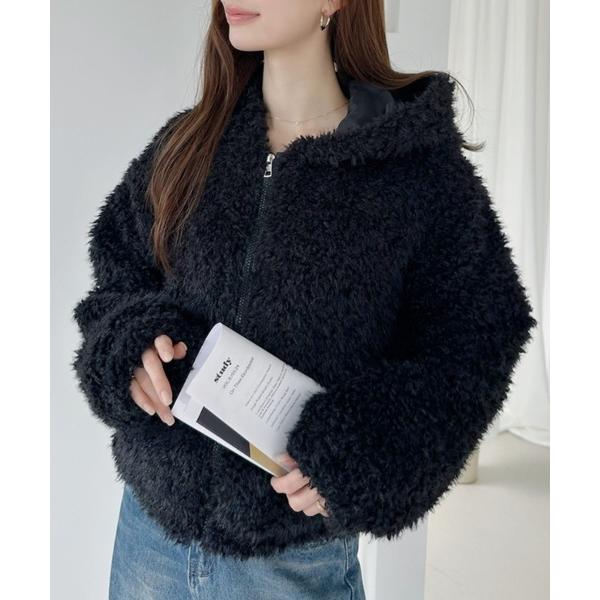 コート アウター もこもこ ボア フーディ ブルゾン レディース