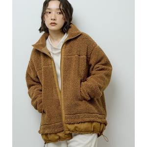 ブルゾン アウター 異素材コンビスタンドボアブルゾン レディース