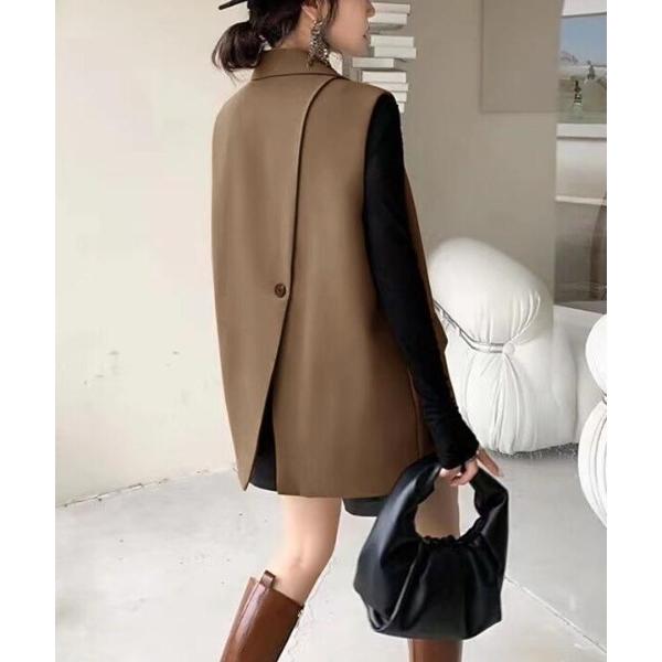 ベスト ジレ デザイン性豊か バックディテールが特徴的なオーバーサイズベスト レディース