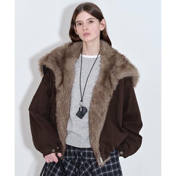 コート アウター フェイクファーカラー ショートダウンジャケット FQ25Y012「Fano Stu...