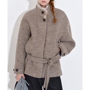 コート アウター ラウンドネック ランタンスリーブ フェイクファー