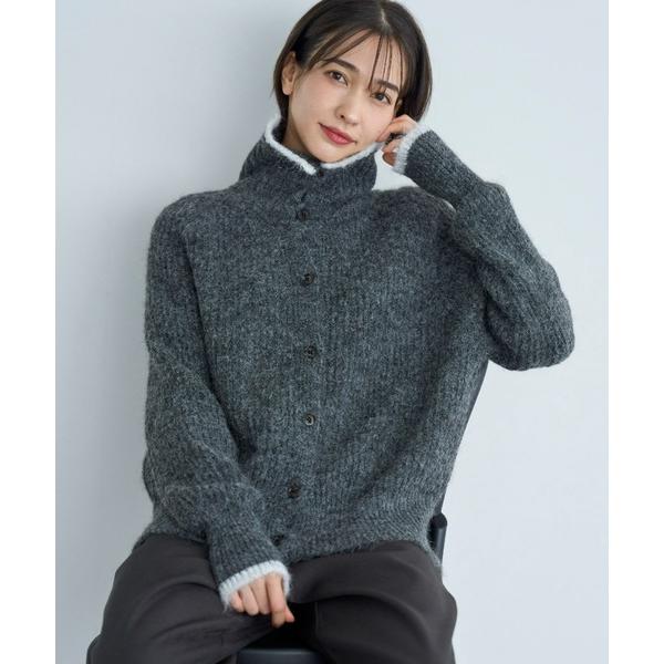ニット セーター 配色ラインジャギーカーディガン「585151」 レディース
