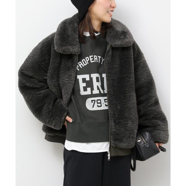 コート アウター ファーショートブルゾン レディース