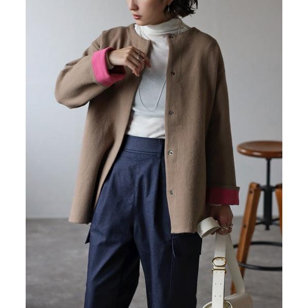 「Bonjour Sagan」 ノーカラージャケット FREE モカ レディース