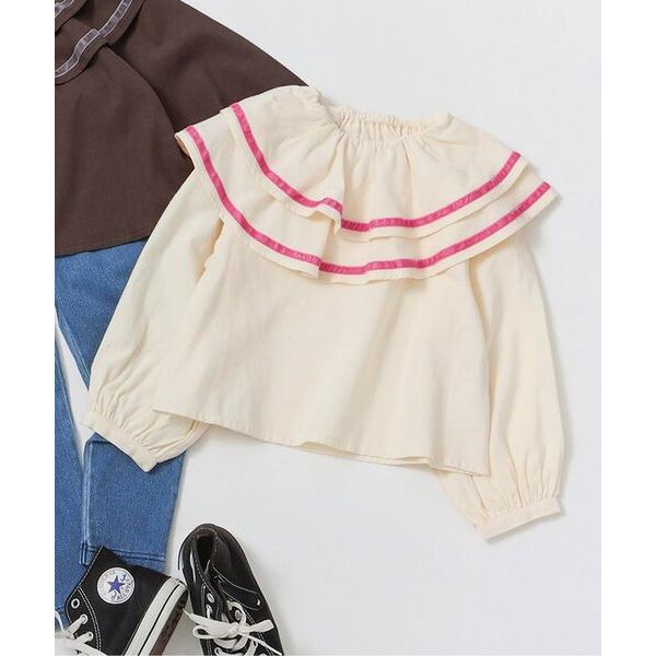 ブラウス シャツ 「ジュニア対応」衿フリルトップス キッズ 子供服 女の子