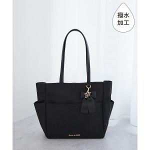 トートバッグ 撥水加工リボンチャームマルチポケットトートM レディース