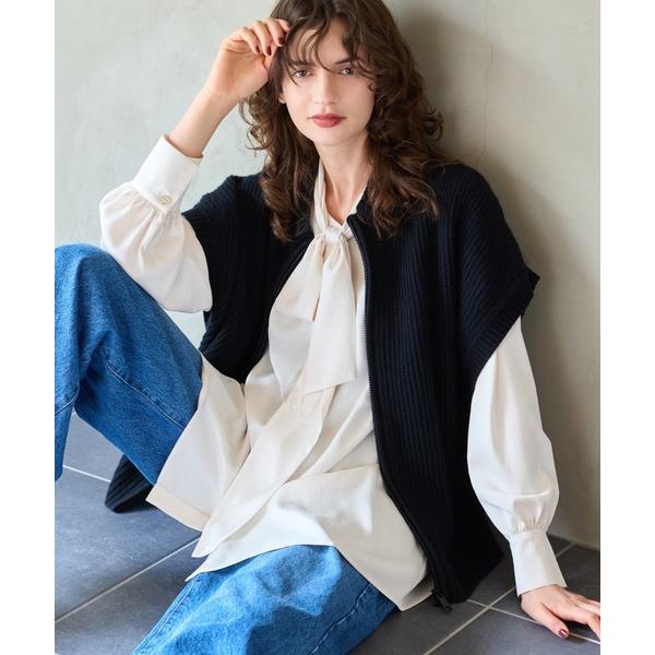ベスト ジレ 「カシミヤ30％」ジップニットベスト レディース