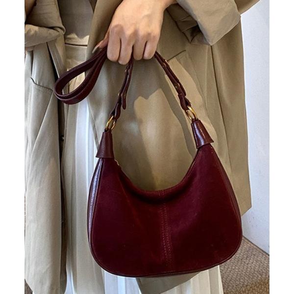 ショルダーバッグ バッグ スエードハーフムーンショルダーバッグ レディース