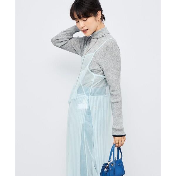 「手洗い可能」3×2リブ配色タートルネック レディース