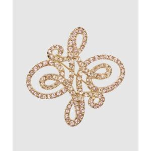 ブローチ ロゴモチーフビジューブローチ レディース