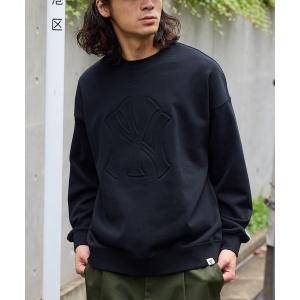 トレーナー スウェット MLB/エムエルビー MLB CREW エンボス加工 デサイン クルーネックスウェット メンズ レディース