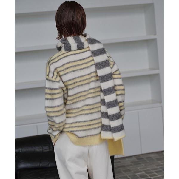 ニット セーター ブラッシュドモヘアストライプトスカーフ / Brushed Mohair Stri...