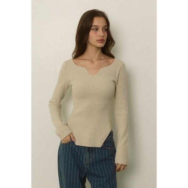 ニット セーター Square Hem Knit Top /スクエアヘムリブニットトップス レディー...