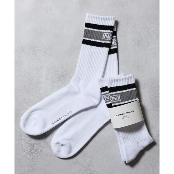 靴下 100% FINE COTTON N(N) BOX LOGO 2 PACK RIB LINE ...