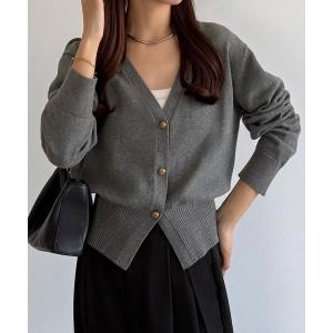 カーディガン Vネックコットンニットカーディガン レディース